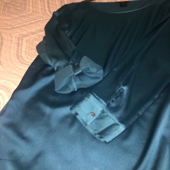 Ann Taylor Teal Silk Shirt - Picture 3 of 4